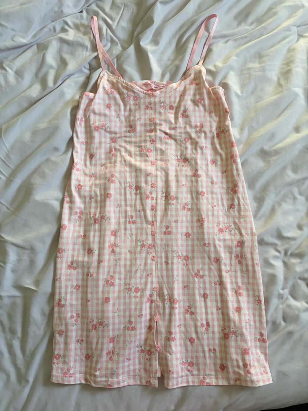 Women's La Vie En Rose Pink Floral Gingham Nightgown - Soft Sleepwear